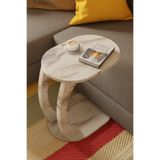 eda hacıoğlu edam bedding group Oval Beyaz Mermer C Sehpa Modern,Tekerlekli Yan Sehpa (Salon, Ofis, Yatak Odası)