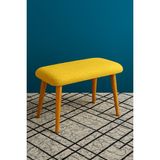 Eda Hacıoğlu Edam Bedding Group Peluş Teddy Kumaş Pofidik Ahşap Ayaklı Geniş Oturum Alanlı Puf Bench - Sarı