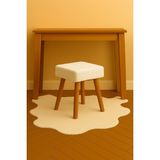Eda Hacıoğlu Edam Bedding Group Teddy Kare Puf Bench Ahşap Modern Ayak Dekoratif Peluş Tabure - Beyaz