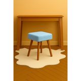 Eda Hacıoğlu Edam Bedding Group Teddy Kare Puf Bench Ahşap Modern Ayak Dekoratif Peluş Tabure - Mavi