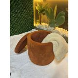Eda Hacıoğlu Edam Bedding Group Teddy Kumaşlı Sandıklı Yuvarlak Puf - Kahverengi