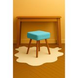 Eda Hacıoğlu Edam Bedding Group Turkuaz Teddy Kare Puf Bench Ahşap Modern Ayak Dekoratif Peluş Tabure
