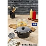 Eda Kapaklı Emaye Cips Fritöz Tenceresi 22 Cm. Siyah