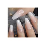 EDA LUXURY BEAUTY 24'lü Natürel Pembe Beyaz Ombre French Takma Tırnak Lüks Doğal Extra Uzun Küt Kare Balerin Nail Set