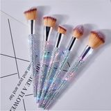 Eda Luxury Beauty 5'li Diamond Özel Kristal Taşlı Makyaj Fırçası Kontür Fondöten Allık Pudra Makeup Brushes Set