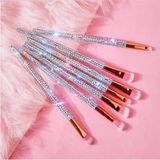Eda Luxury Beauty 7'li Diamond Özel Renkli Kristal Taşlı Pembe Göz Farı Makyaj Fırçası Seti Süslü Pro Makeup Brushes