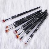 Eda Luxury Beauty 7'li Diamond Özel Siyah 3D Kristal Taşlı Göz Farı Makyaj Fırçası Seti Süslü Eyeshadow Makeup Brushes