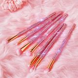 Eda Luxury Beauty 7'li Diamond Pembe Kristal Taşlı Göz Farı Makyaj Fırçası Seti