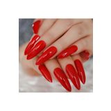 Eda Luxury Beauty Kırmızı Takma Tırnak Lüks Parlak Extra Uzun Sivri Uçlu Stiletto Nail Art Set