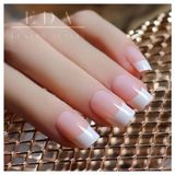 Eda Luxury Beauty Natürel Pembe Beyaz French Takma Tırnak Lüks Parlak Doğal Orta Boy Kare Nail Art Set