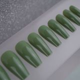 Eda Luxury Beauty Pastel Yeşil Takma Tırnak Lüks Parlak Sade Extra Uzun Kare Köşeli Coffin Ballerina Nail Art Set