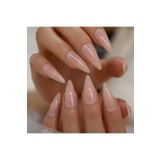 Eda Luxury Beauty Pembe Sade Şeffaf Takma Tırnak Lüks Parlak Extra Uzun Sivri Uçlu Stiletto Nail Art Set