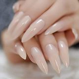 Eda Luxury Beauty Ten Rengi Şeffaf Sade Takma Tırnak Lüks Parlak Extra Uzun Sivri Uçlu Stiletto Nail Art Set