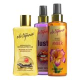 Eda Taşpınar Yoğun Işıltılı Bronzlaştırıcı Yağ Spf 0 | Amber body Mist | Lust Body Mist | 3 Pack
