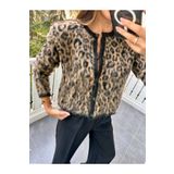 edaçanta Kadın kahverengi leopar desenli hırka leoparhırka
