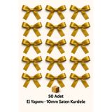 edalle Gold Nikah Şekeri, Hediye Süs, Balon Süs, Fiyonk Saten Kurdele 10mm 50 Adet