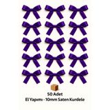 edalle Mor Nikah Şekeri, Hediye Süs, Balon Süs, Fiyonk Saten Kurdele 10mm 50 Adet