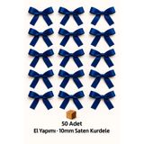 edalle Saks Mavi Nikah Şekeri, Hediye Süs, Balon Süs, Fiyonk Saten Kurdele 10mm 50 Adet