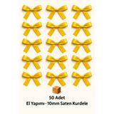 edalle Sarı Nikah Şekeri, Hediye Süs, Balon Süs, Fiyonk Saten Kurdele 10mm 50 Adet