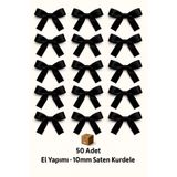 edalle Siyah Nikah Şekeri, Hediye Süs, Balon Süs, Fiyonk Saten Kurdele 10mm 50 Adet