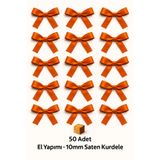 edalle Turuncu Nikah Şekeri, Hediye Süs, Balon Süs, Fiyonk Saten Kurdele 10mm 50 Adet