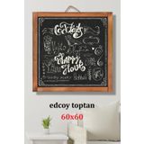 edcoy toptan Dekoratif Ev Dekorasyon Ahşap Yazı Tahtası Kara Tahta Duvar Süsü Dekoru 60x60 cm