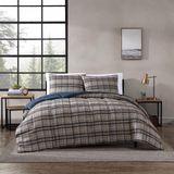 Eddie Bauer - Kraliçe Yorgan Seti, Ters Çevrilebilir Mikro Süet Yatak Takımları, Eşleşen Yastık Kılıfları, Günlük Ev Dekoru (Rugged Plaid Brown, Queen)