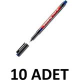 Edding 10 Adet Asetat Kalemi Silgili E-147S Mavi CD Kalemi Ince Uçlu Permanent