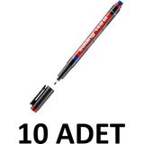 Edding 10 Adet Asetat Kalemi Silgili E-149M Kırmızı CD Kalemi 1 mm Permanent