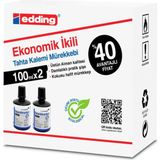 Edding 100 ml X2 Siyah Tahta Kalemi Mürekkebi Pratik Şişe ile Ekonomik İkili Set