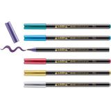 edding 1340 metalik fırça uçlu keçeli kalem, 6 parlak renkli set, esnek fırça ucu