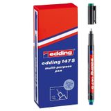 Edding 147 S Çok Amaçlı Permanent Kalem (Silgili Asetat Kalemi) YEŞİL 10'lu Kutu