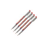 Edding 152M Asetat Kalemi, Kırmızı, 4'lü Paket