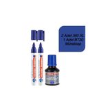 Edding 360 XL Doldurulabilir Tahta Kalemi, 2 Adet, Mavi + Edding BT30 Tahta Kalemi Mürekkebi, 30 ml, Mavi, Set