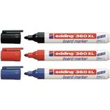 Edding 360 XL Siyah-Mavi-Kırmızı 3'lü Paket Doldurulabilir Tahta Kalemi Yazı Tahtası İçin