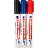 Edding 360 xl Siyah-Mavi-Kırmızı 3'lü Paket Yazı Tahtası Kalemi 1.5-3 mm Çizgi Kalınlığı