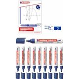 Edding 360 Xl Whiteboard Marker, 1.5-3 Mm, Mavi, 10'lu Set - Çok Renkli