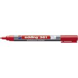Edding 361 Beyaz Yazı Tahtası Kalemi - Kırmızı - 1 Kalem - Yuvarlak Uçlu 1 mm - Yeniden Doldur - Çok Renkli