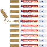 edding 4085 tebeşir kalemi - altın - 10 tebeşir kalemi - yuvarlak uç 1-2 mm - tahta için ince tebeşir kalemi silinebilir - pencere, cam, ayna üzerine yazı yazmak için - opak renkli tahta kalemi