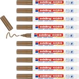 Edding 4085 Tebeşir Kalemi - Bakır - 10 Adet - Yuvarlak Uç 1-2 mm - Tahta, Pencere, Cam, Ayna İçin İnce Silinebilir Opak Renkli