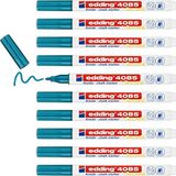 edding 4085 tebeşir kalemi - mavi metalik - 10 tebeşir kalemi - yuvarlak uç 1-2 mm - tahta için ince tebeşir kalemi silinebilir - pencere, cam, ayna üzerine yazı yazmak için - opak renkli tahta kalemi