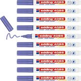 edding 4085 tebeşir kalemi - mor metalik - 10 tebeşir kalemi - yuvarlak uç, 1 - 2 mm - tahta için silinebilir ince tebeşir kalemi - pencere, cam, ayna üzerine yazı yazmak için - opak renkli tahta