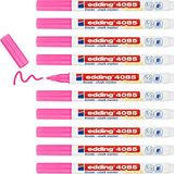 edding 4085 tebeşir kalemi, neon pembe, 10 tebeşir kalemi, yuvarlak uç, 1 – 2 mm – tahta için ince tebeşir kalemi, silinebilir, pencere, cam, ayna üzerine yazı yazmak için, opak renkli tahta kalemi