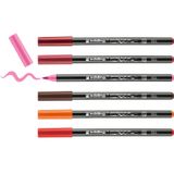 Edding 4200 porselen fırça kalemi - 3 x kırmızı, turuncu, kahverengi, pembe - 6 kalem - fırça ucu 1-4 mm - bulaşık makinesinde yıkanabilir, ışığa dayanıklı mürekkep, çabuk kuruyan