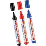 Edding Beyaz Yazı Tahtası Kalemi 3 Renk E-260 Siyah Mavi Kırmızı 1.5-3 mm Silinebilir Kalın Uç