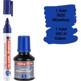 Edding BT30 Mavi Mürekkep ve 360 XL Doldurulabilir Tahta Kalemi İkili Paket Yazı Tahtası Kalemi