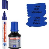Edding BT30 MÜREKKEBI ve 360XL Doldurulabilir Tahta Kalemi 1 Adet Mavi Renk 30 ml