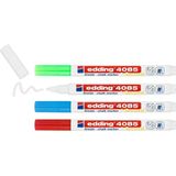 Edding E-4085 4 Renk Set Cam Kalemi (Kırmızı-Beyaz-Mavi-Yeşil) - Renkli - Tek Ebat
