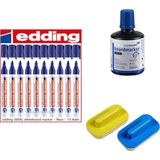 Edding Gezginler Kırtasiye EDDİNG10 Adetmavi T.kalem+2 Adet Silgi+T. Mürekkebi Mavi