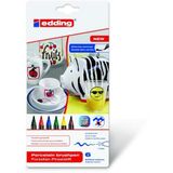 edding® Porselen keçeli kalem, yuvarlak uçlu, 1 – 4 mm, mürekkep rengi: 6 adet karışık (6 adet), 1 adet 6 parça teslim edilir.